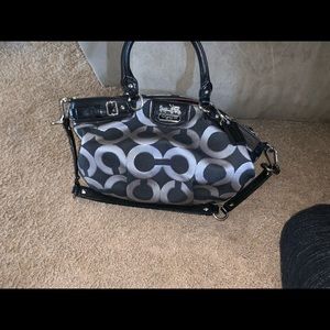 BLACK AND SILVER REAL COACH BAG